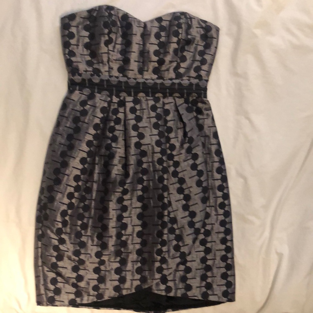 Max and Cleo strapless grey/silver dress - tulip hem, fully lined